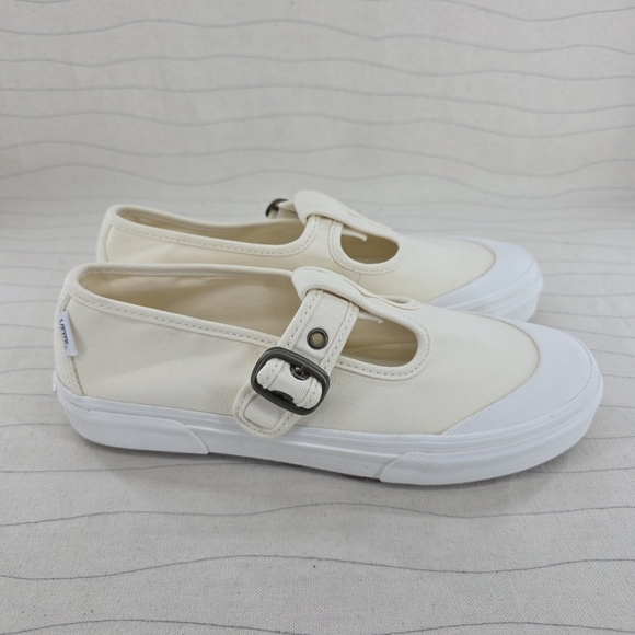 Vans Womens Style 93 Mary Jane Beige Linen Canvas Buckle Shoes Chunky Size 8.5 - Picture 10 of 12
